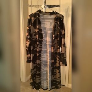 Camo Cardigan duster